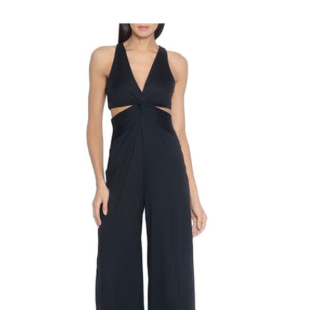 Cutout Tank Wide Leg Jumpsuit In Black